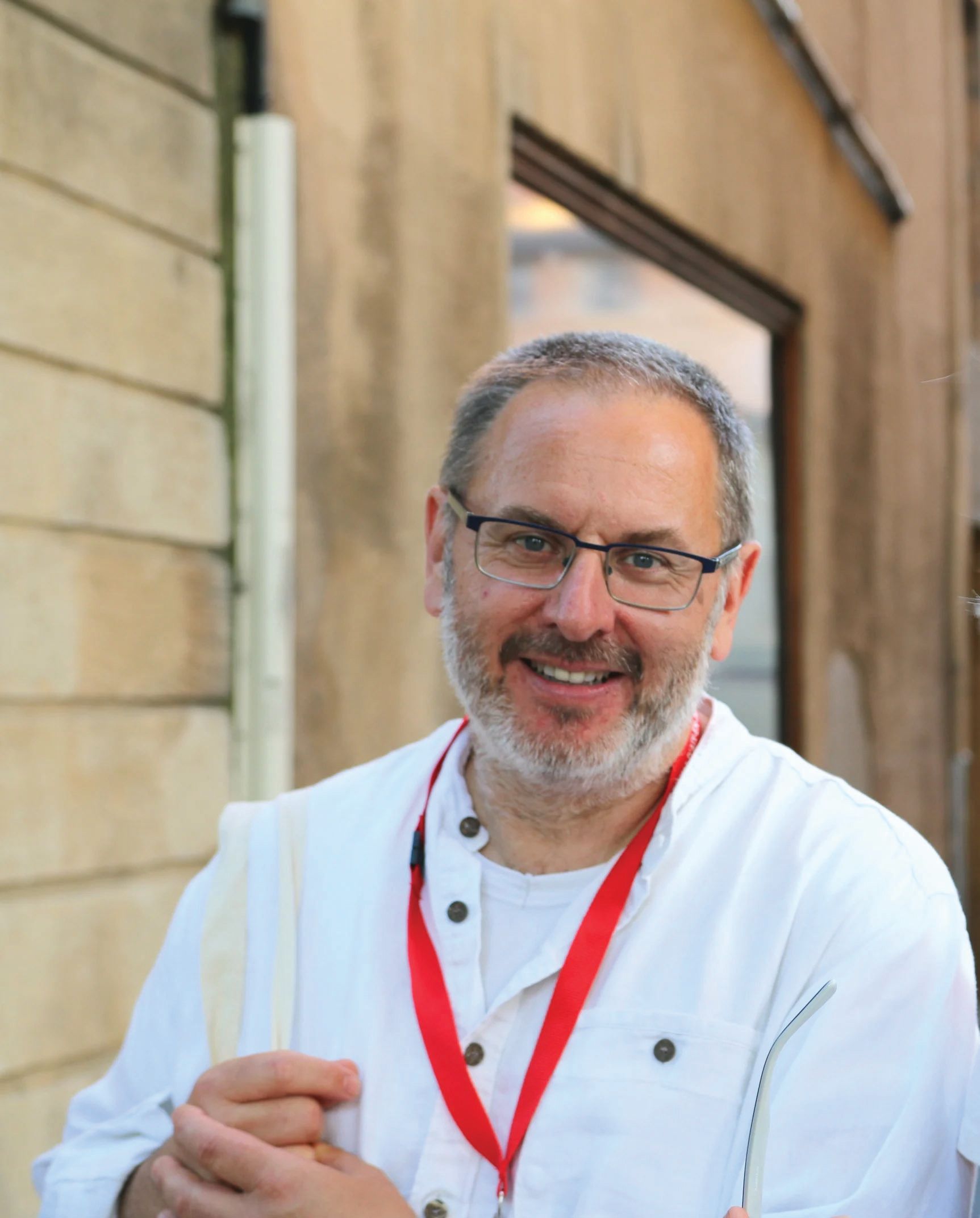 Mark Withers wearing a white shirt.